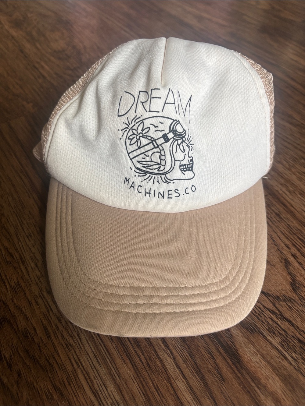 Cotton On Nineteen Ninety One Dream Machines TruckerHat Beige Tan Mesh Snapback